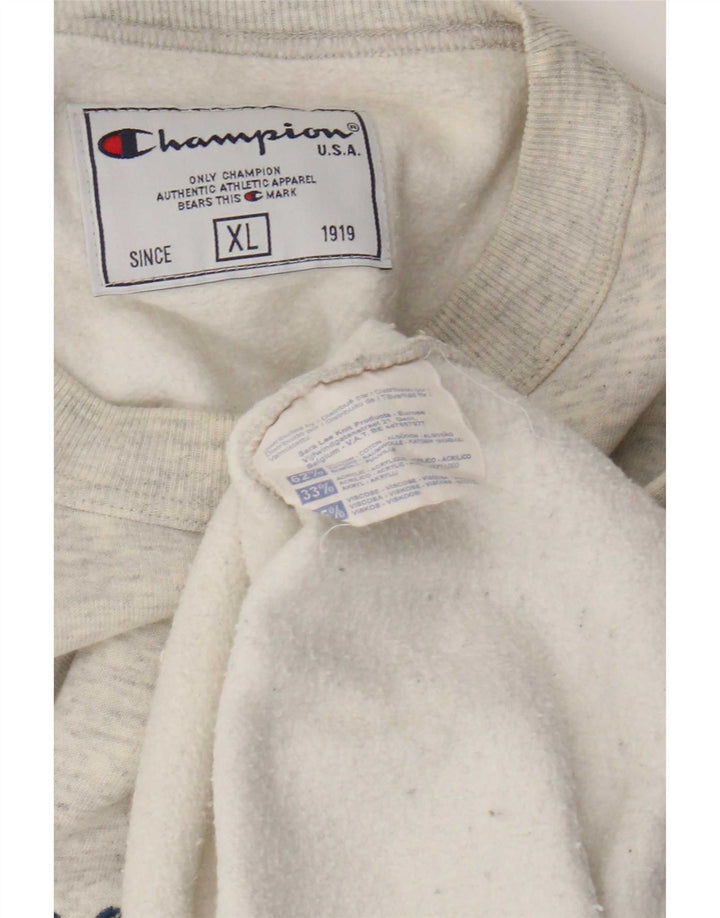 Champion moletom gráfico masculino jumper XL cinza manchado de algodão