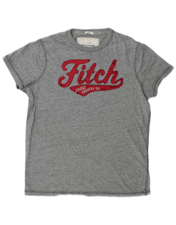 Camiseta gráfica masculina Abercrombie & Fitch Top de algodão cinza médio