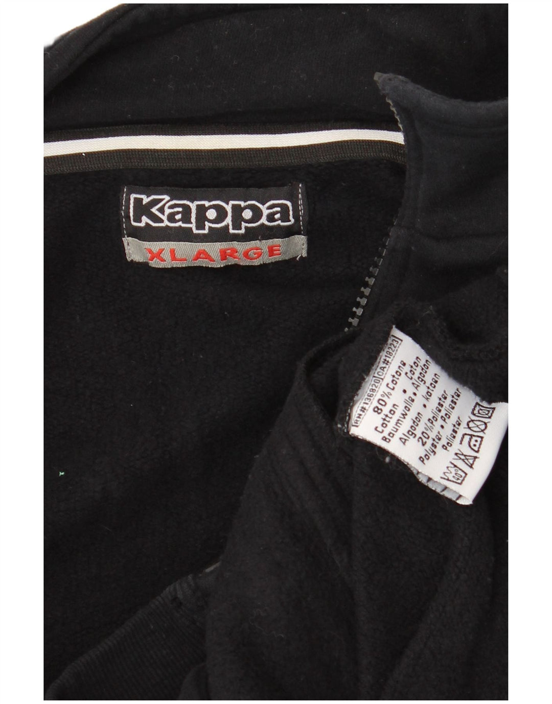 Kappa Mens Treino Top Jaqueta XL Algodão Preto