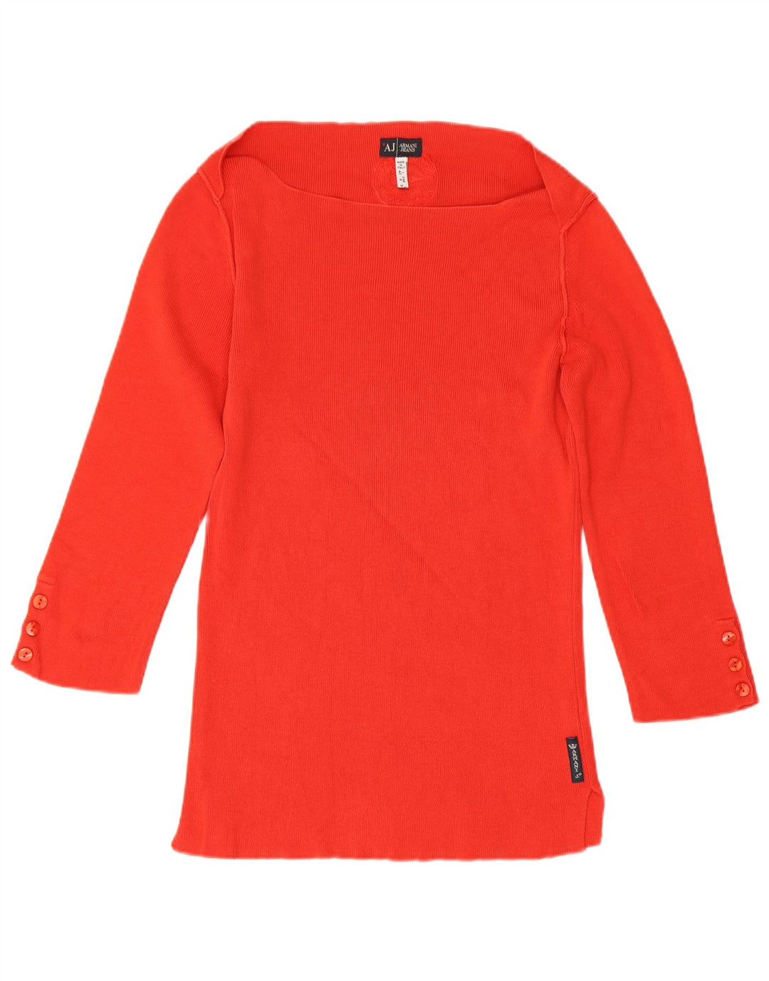 Top feminino Armani manga 3/4 Reino Unido 12 algodão vermelho médio