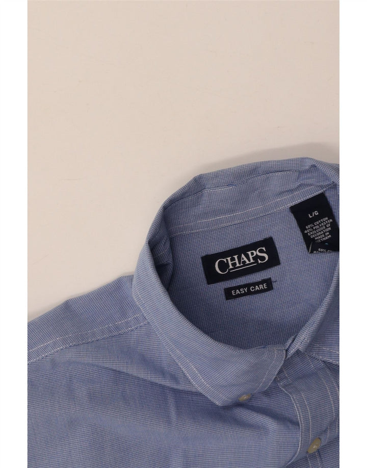 Camisa masculina de manga curta CHAPS grande algodão houndstooth azul