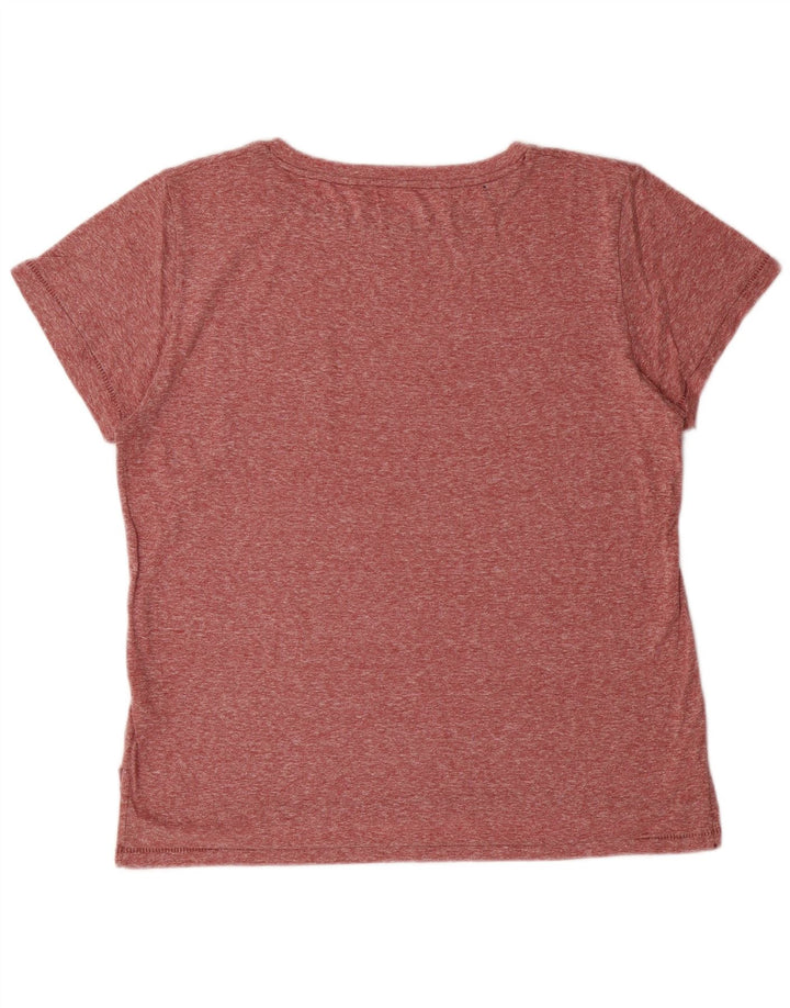 Camiseta feminina J. CREW Top UK 16 grande poliéster vermelho