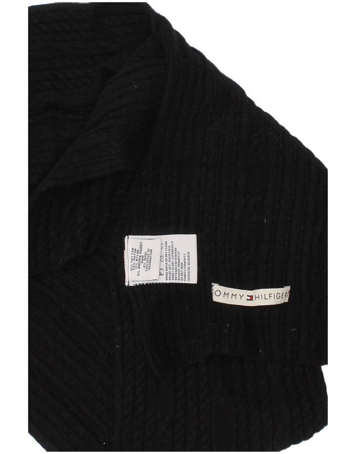 Cachecol feminino TOMMY HILFIGER de malha retangular tamanho único preto algodão clássico