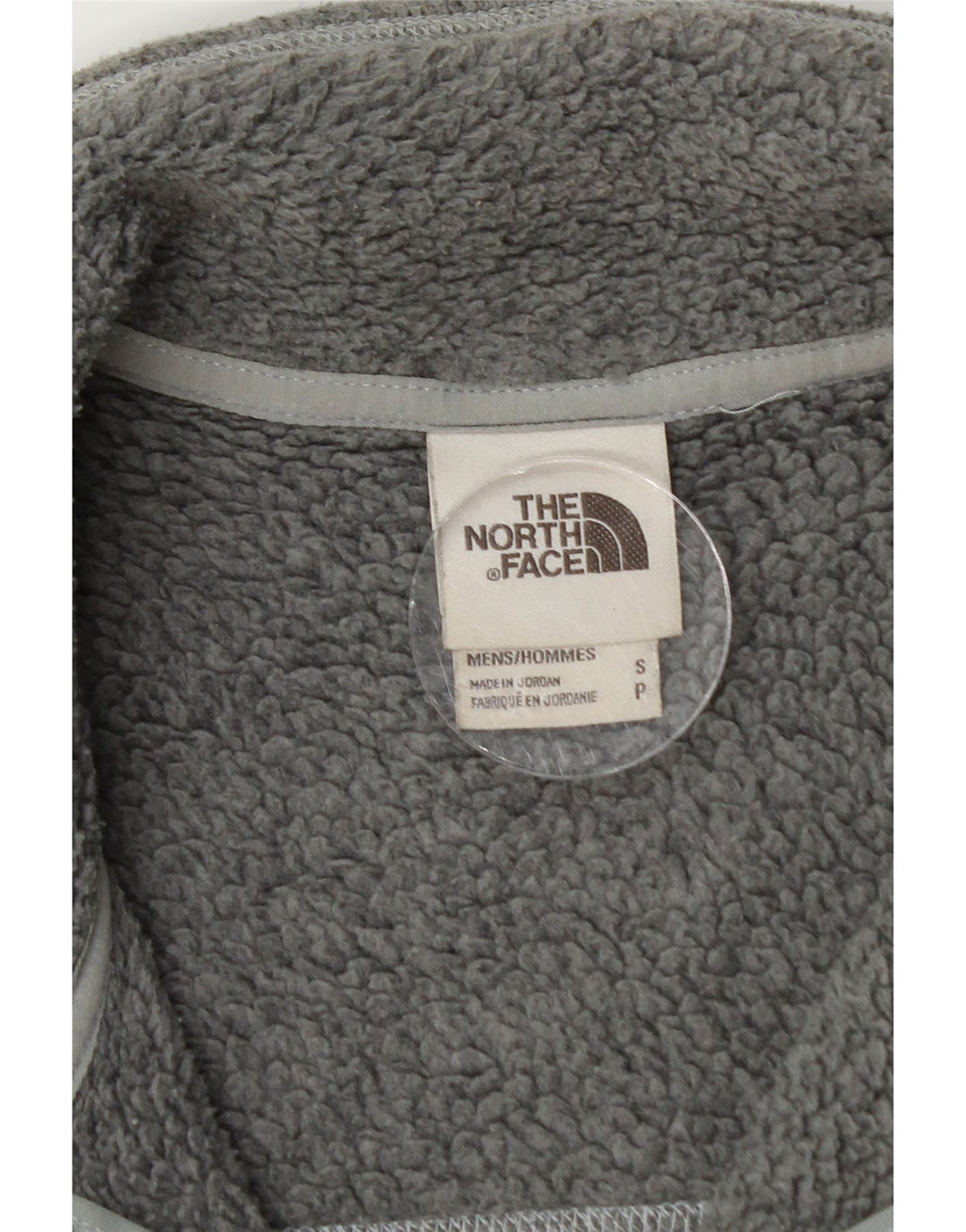 Jaqueta masculina de treino THE NORTH FACE, pequena, cinza, manchada, poliéster
