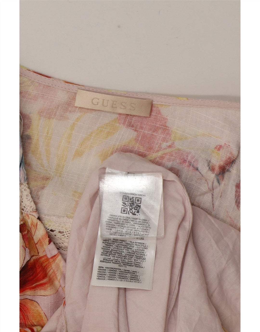 Vestido feminino Guess em camadas UK 12 viscose floral multicolorido médio