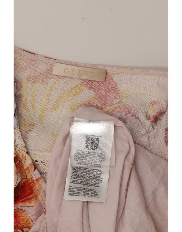 Vestido feminino Guess em camadas UK 12 viscose floral multicolorido médio
