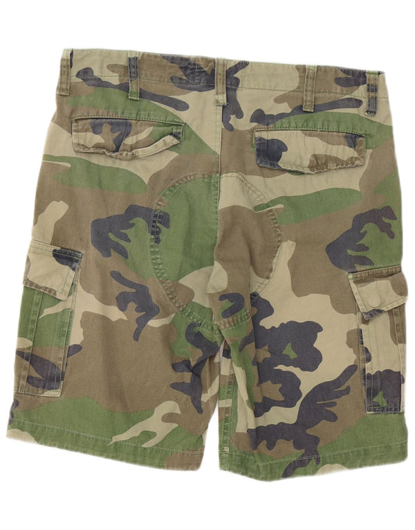 Shorts cargo masculino vintage IT 48 médio W34 algodão camuflado verde