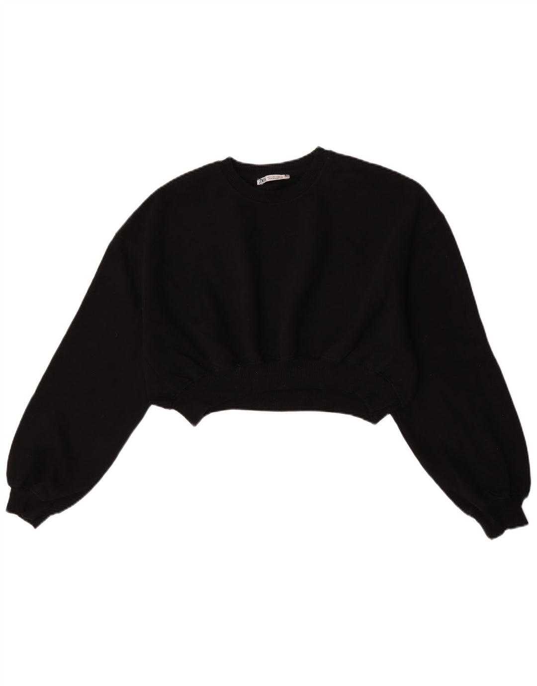 Zara Womens Crop Oversized Moletom Jumper Reino Unido 10 Pequeno Algodão Preto