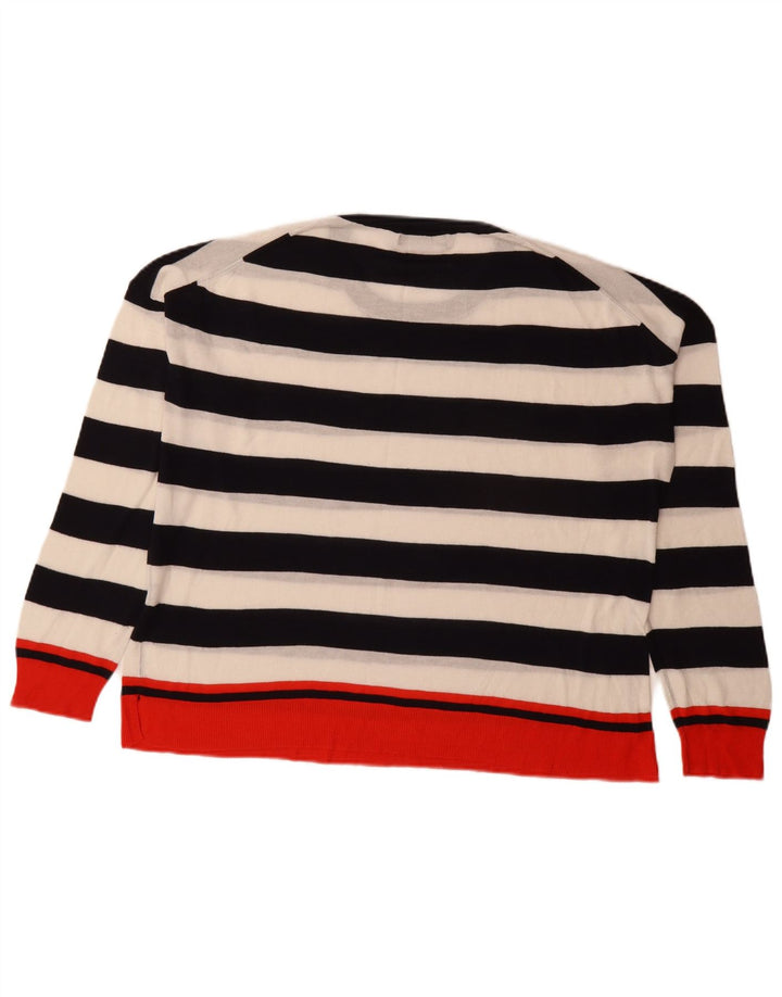 Suéter feminino Zara com gola redonda, Reino Unido 16, listrado grande multicolorido