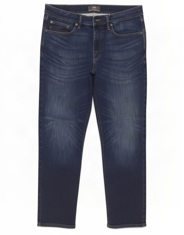 Jeans retos masculinos Marks & Spencer W34 L29 algodão azul marinho