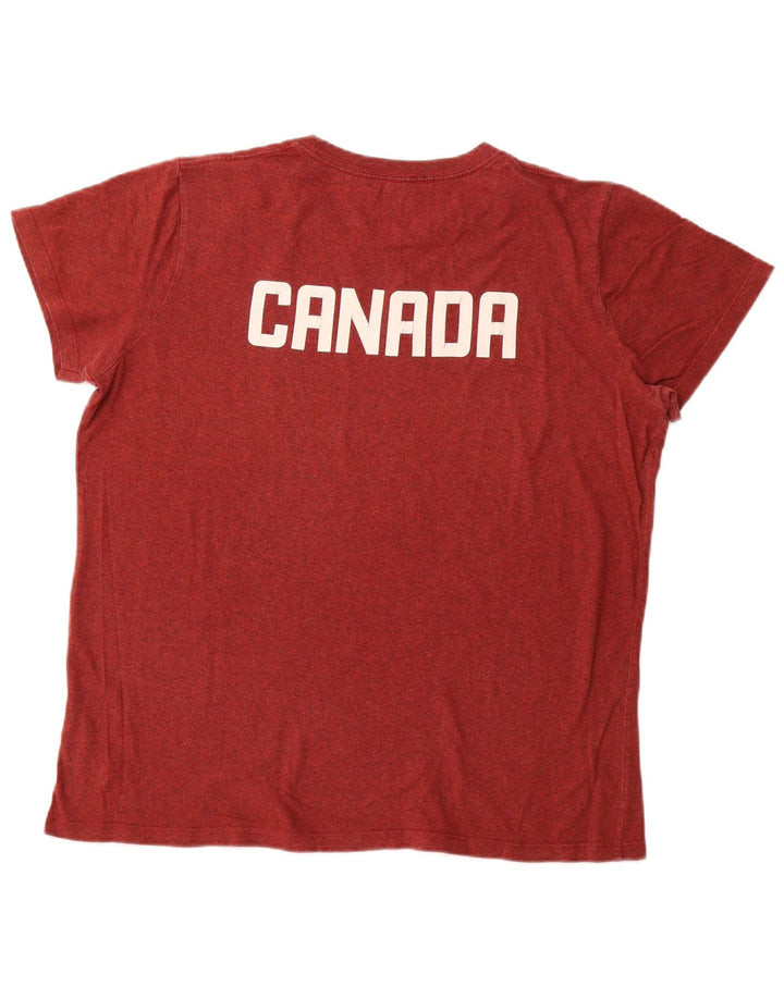 Camiseta feminina Roots Canada com estampa gráfica XL algodão manchado Borgonha