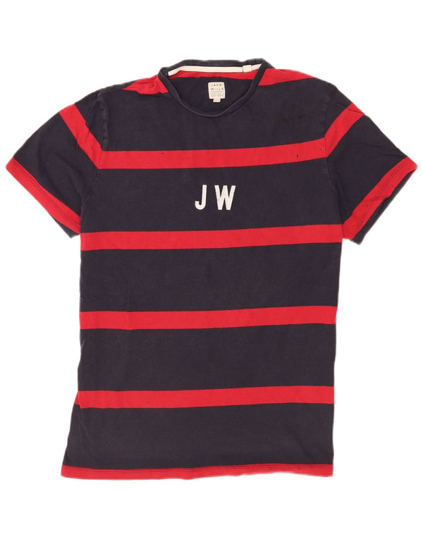 Camiseta gráfica masculina Jack Wills Top grande algodão listrado azul marinho