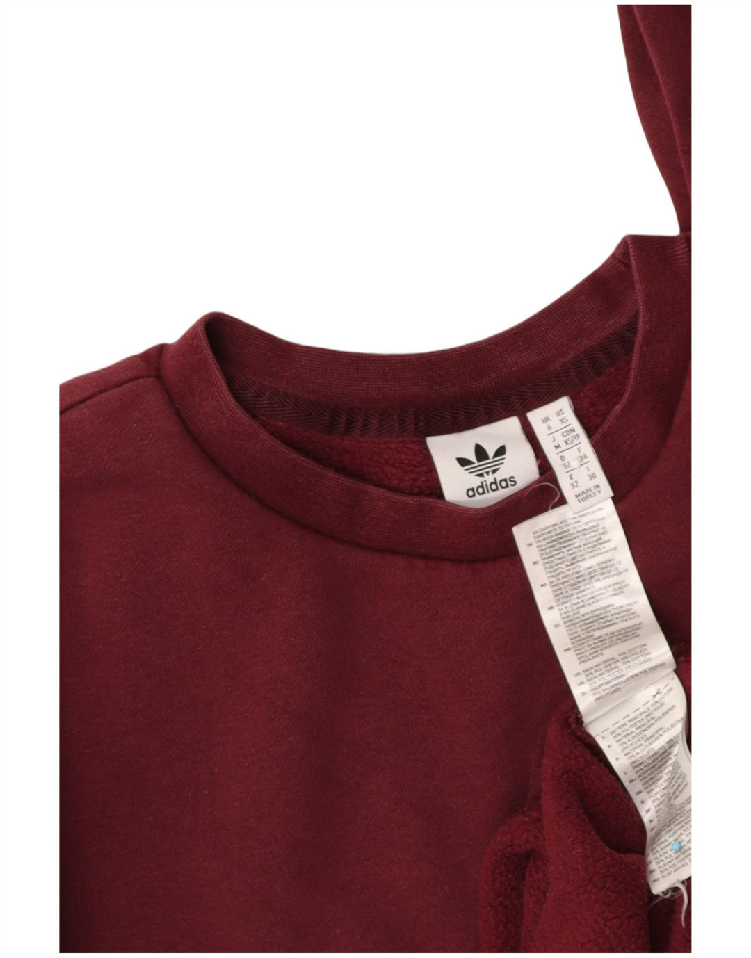 ADIDAS Womens Oversized Sweatshirt Jumper UK 6 XS Borgonha Algodão