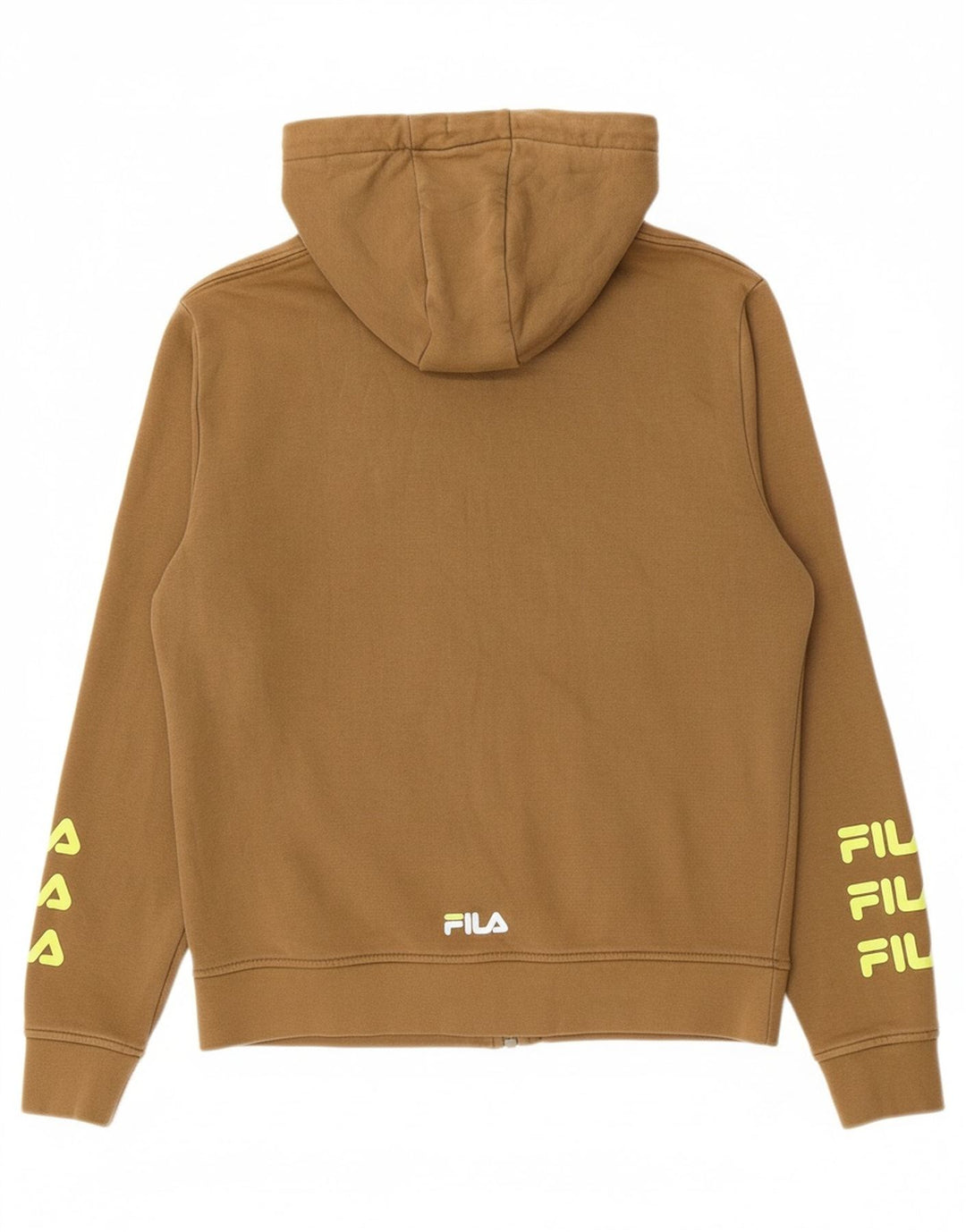 Suéter masculino FILA com capuz e zíper gráfico XS algodão cáqui