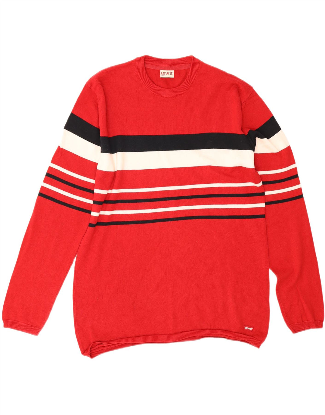 Suéter masculino Levi's com gola redonda, grande algodão listrado vermelho