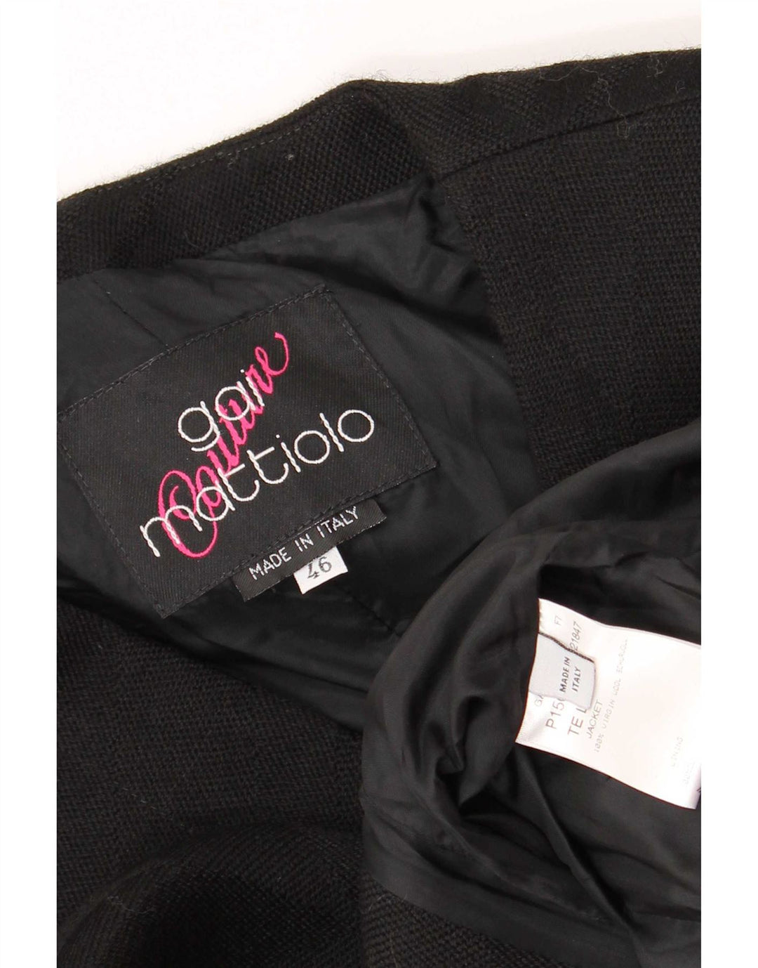 Jaqueta blazer feminina Gai Mattiolo com 1 botão IT 46 grande lã virgem preta