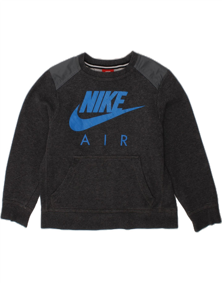 NIKE Boys Graphic Sweatshirt Jumper 5-6 Years Grey Vintage Nike and Second-Hand Nike from Messina Hembry 