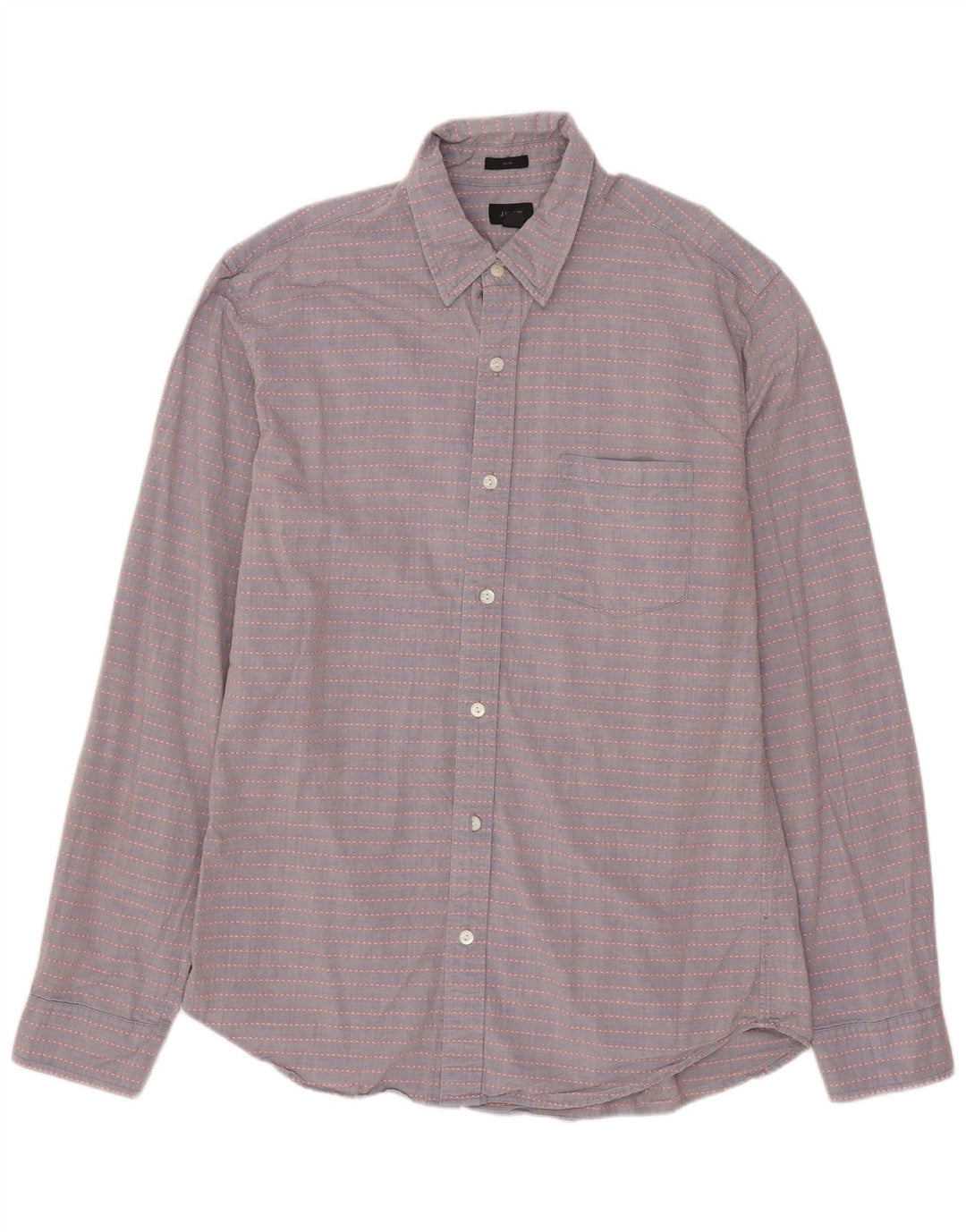 J. CREW Camisa masculina slim fit de algodão listrado cinza médio