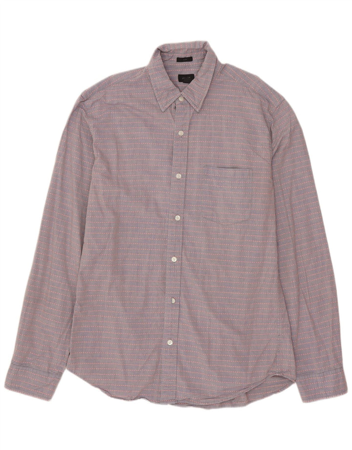 J. CREW Camisa masculina slim fit de algodão listrado cinza médio