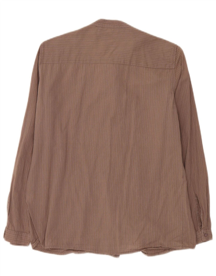 Camisa de smoking feminina Zara Reino Unido 12 listrado marrom médio