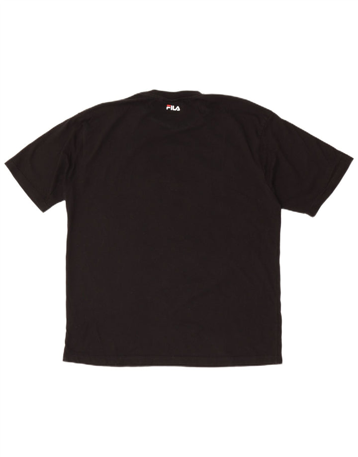 Fila Mens Graphic T-Shirt Top Médio Algodão Preto
