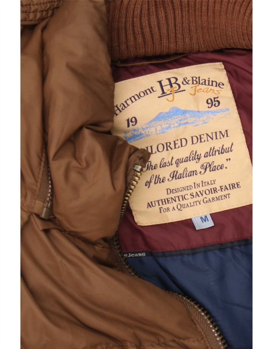 Jaqueta masculina acolchoada com capuz Harmont & Blaine Reino Unido 38 marrom médio