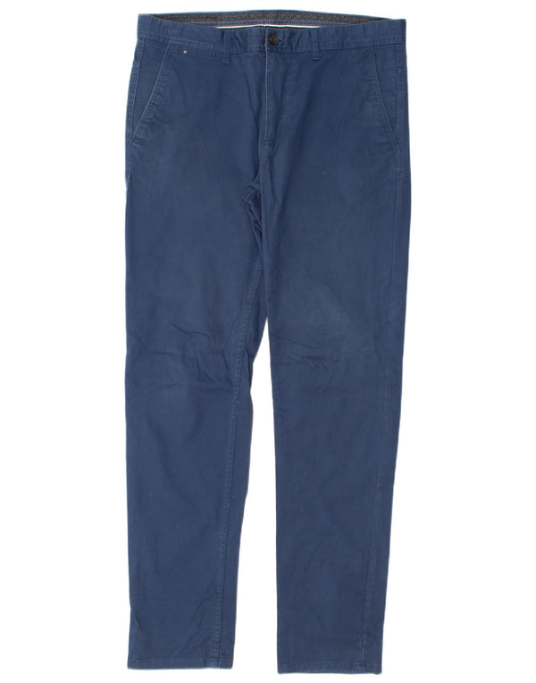 Zara Mens Slim Chino Calças EU 42 Grande W32 L32 Azul Marinho