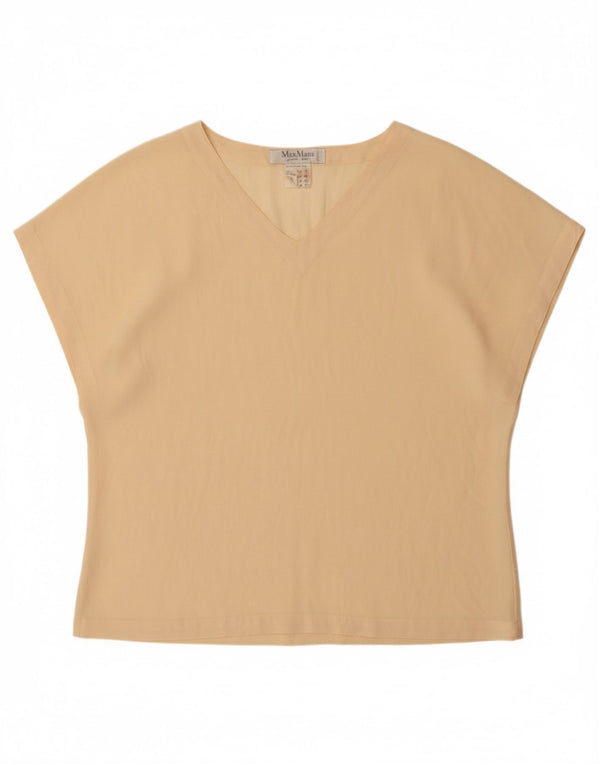Camiseta feminina MAX MARA UK 14 grande seda bege