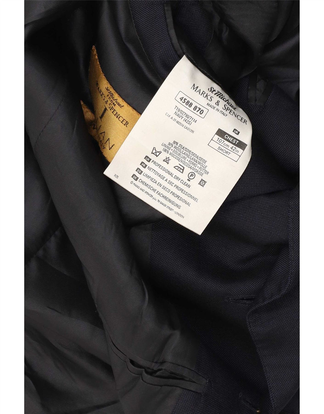 Jaqueta Marks & Spencer masculina St. Michael Blazer Reino Unido 42 grande azul marinho