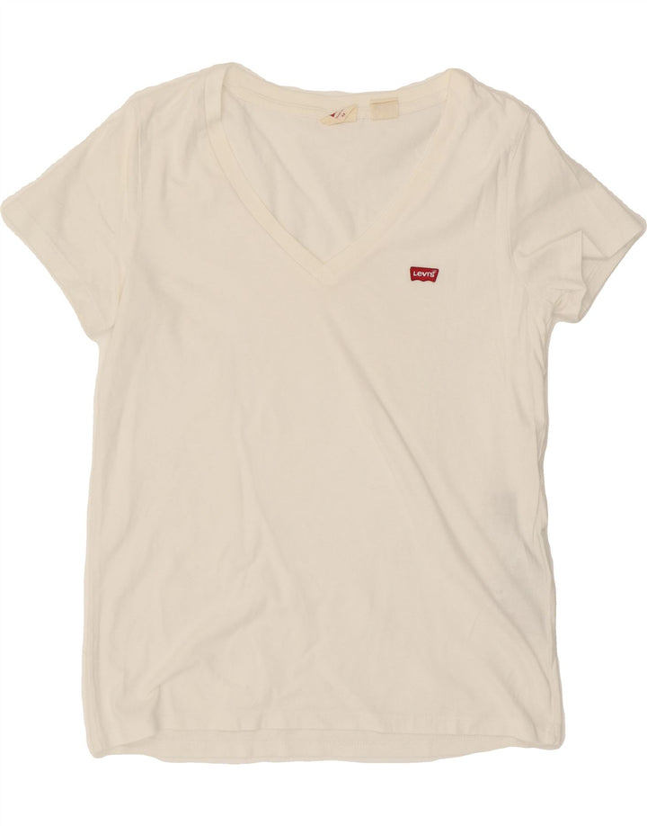 LEVI'S Womens T-Shirt Top UK 6 XS White Cotton Vintage Levi's and Second-Hand Levi's from Messina Hembry 