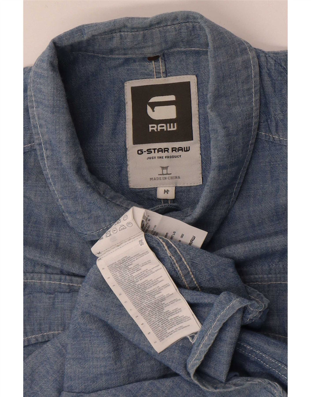 Camisa masculina G-Star de algodão azul médio