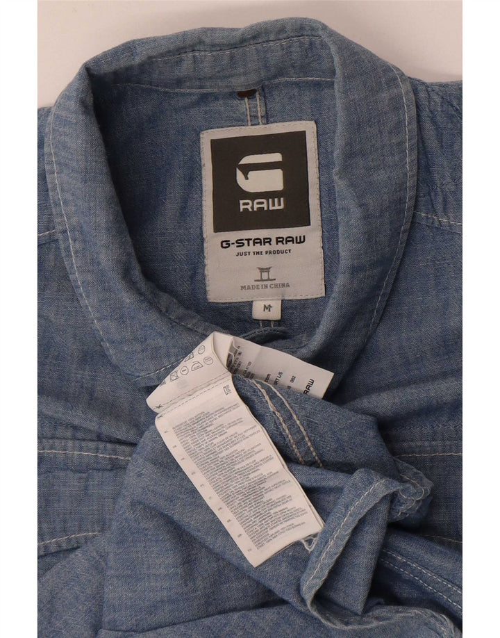 Camisa masculina G-Star de algodão azul médio