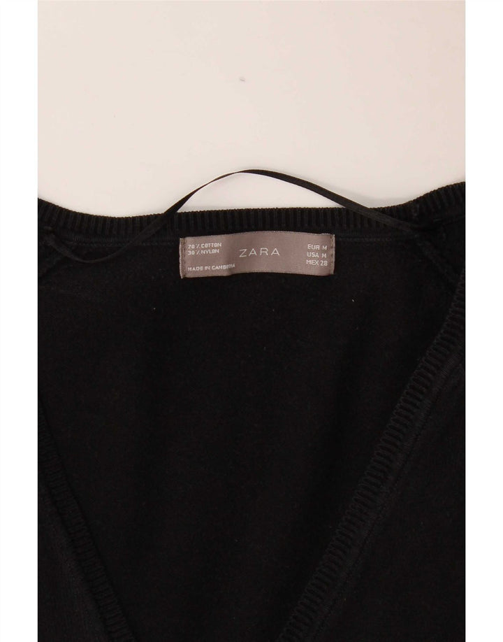 Suéter cardigã feminino Zara Reino Unido 12 algodão preto médio