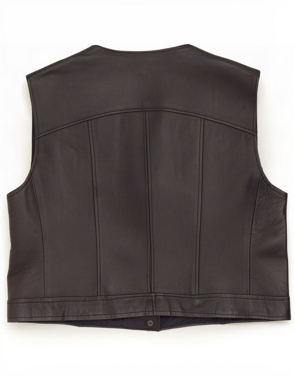 Colete de couro masculino vintage IT 54 XL preto