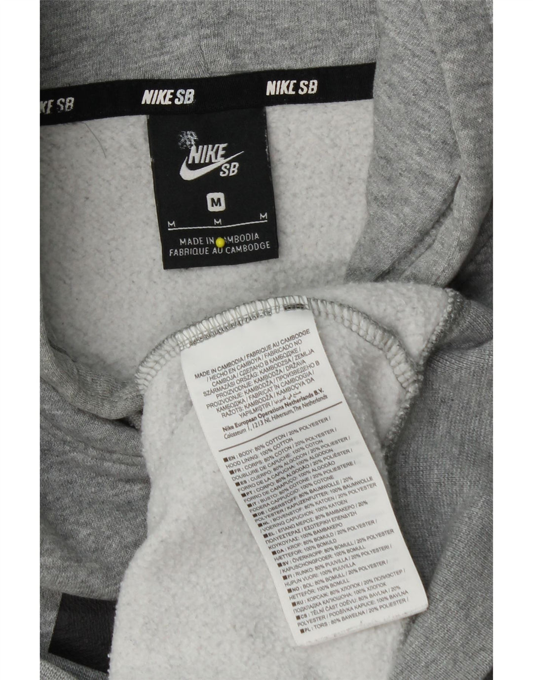 Suéter Nike masculino com capuz gráfico cinza médio algodão