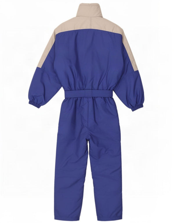 Macacão de esqui masculino vintage com capuz pequeno W28 L30 azul Colourblock