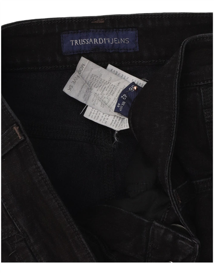 Trussardi Calça jeans reta masculina W40 L30 algodão preto