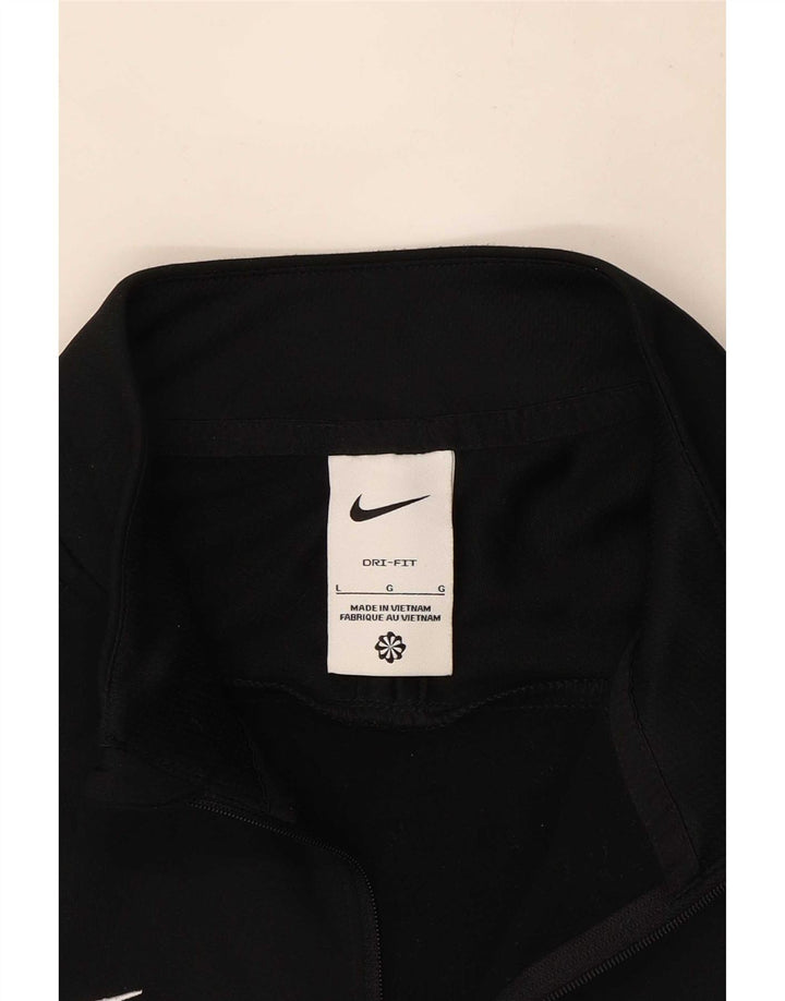 Pulôver masculino Nike Dri Fit com gola zip e moletom grande preto colorido