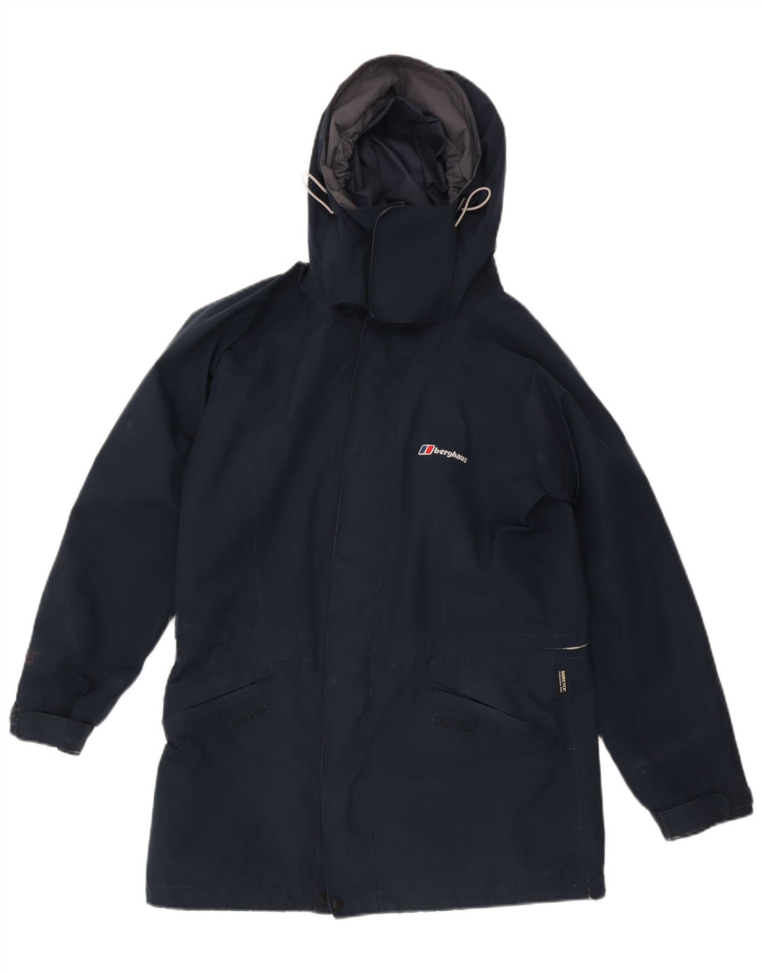 Jaqueta de chuva feminina grande com capuz Berghaus Reino Unido 10 pequena azul marinho nylon