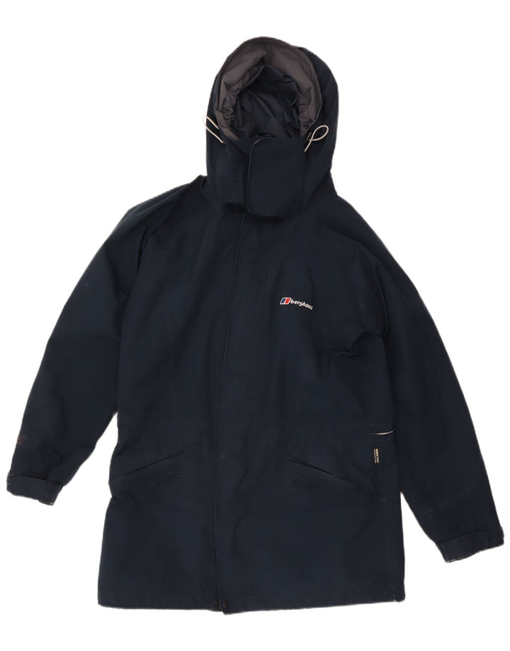 Jaqueta de chuva feminina grande com capuz Berghaus Reino Unido 10 pequena azul marinho nylon