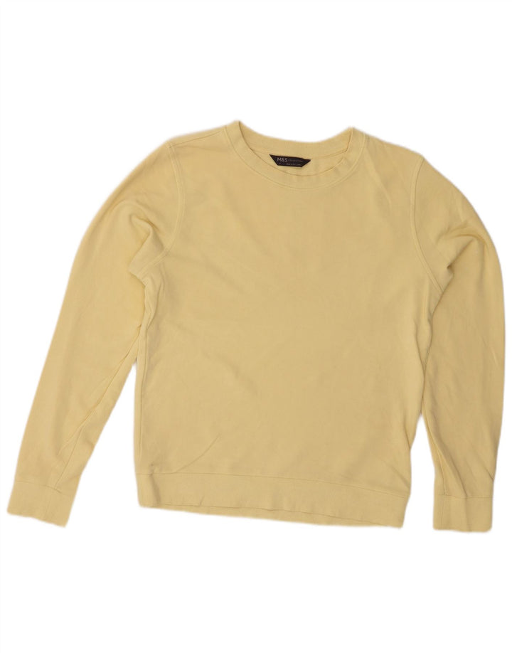 Suéter feminino Marks & Spencer Reino Unido 8 pequeno algodão amarelo