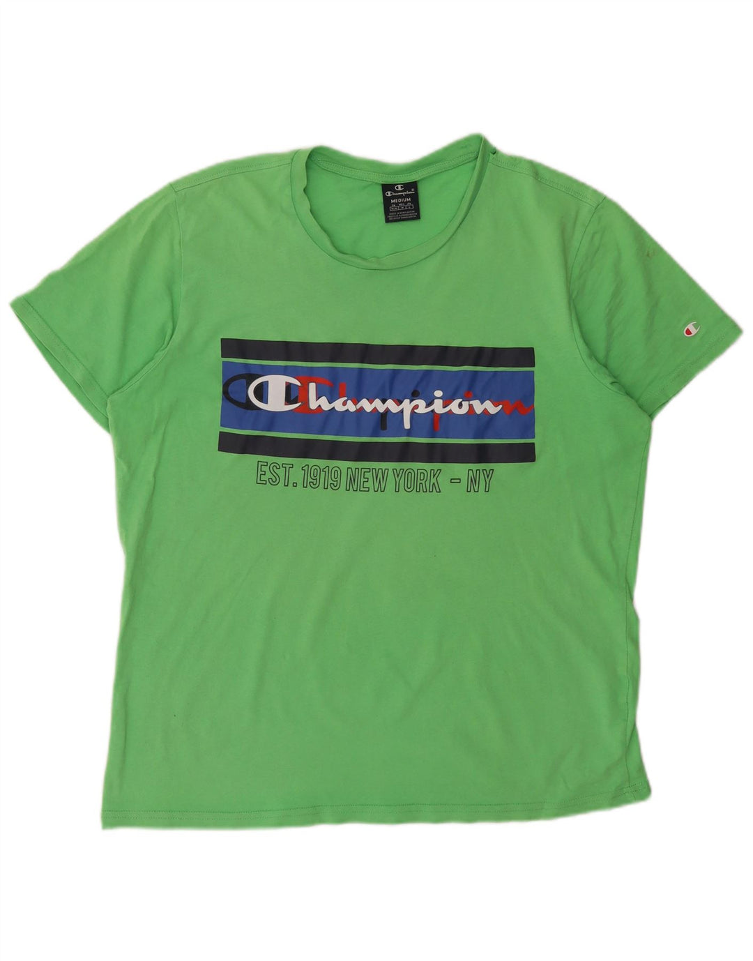 Camiseta gráfica masculina Champion verde médio