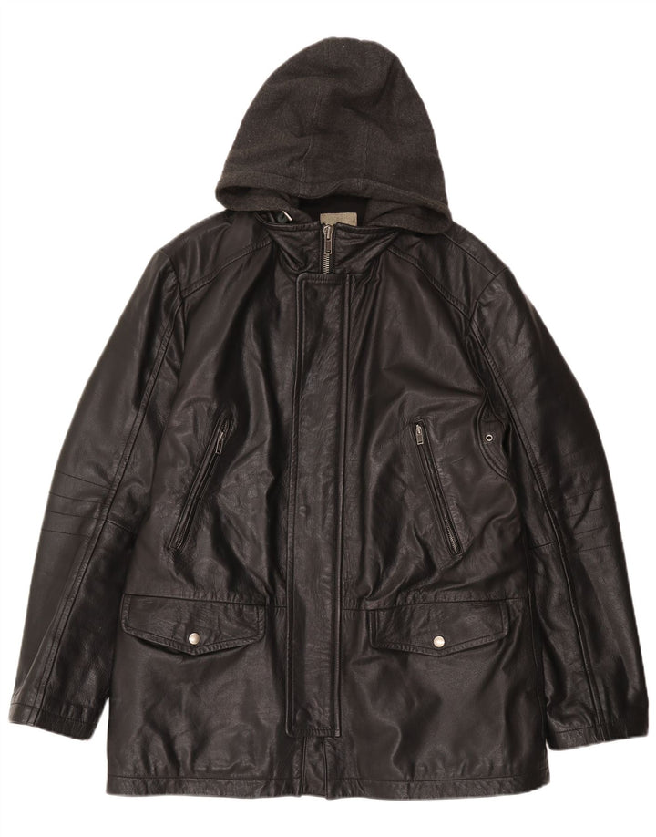 Jaqueta masculina de couro com capuz CONBIPEL IT 52 XL couro preto
