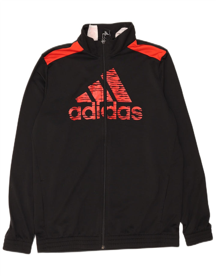 Casaco de treino gráfico Adidas para meninas 15-16 anos preto poliéster