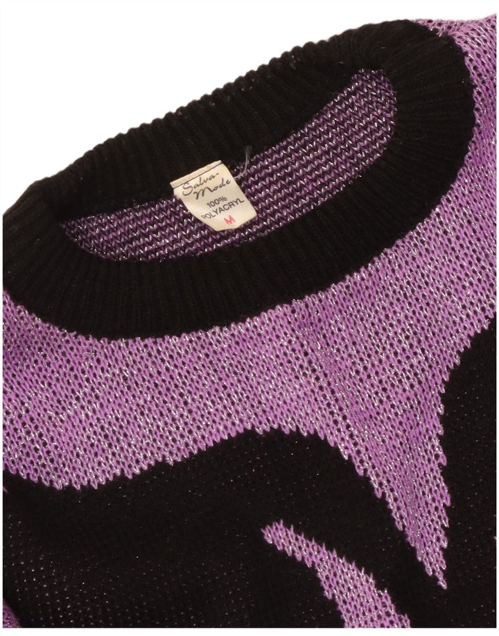 Vestido feminino vintage com padrão abstrato Reino Unido 14 roxo médio