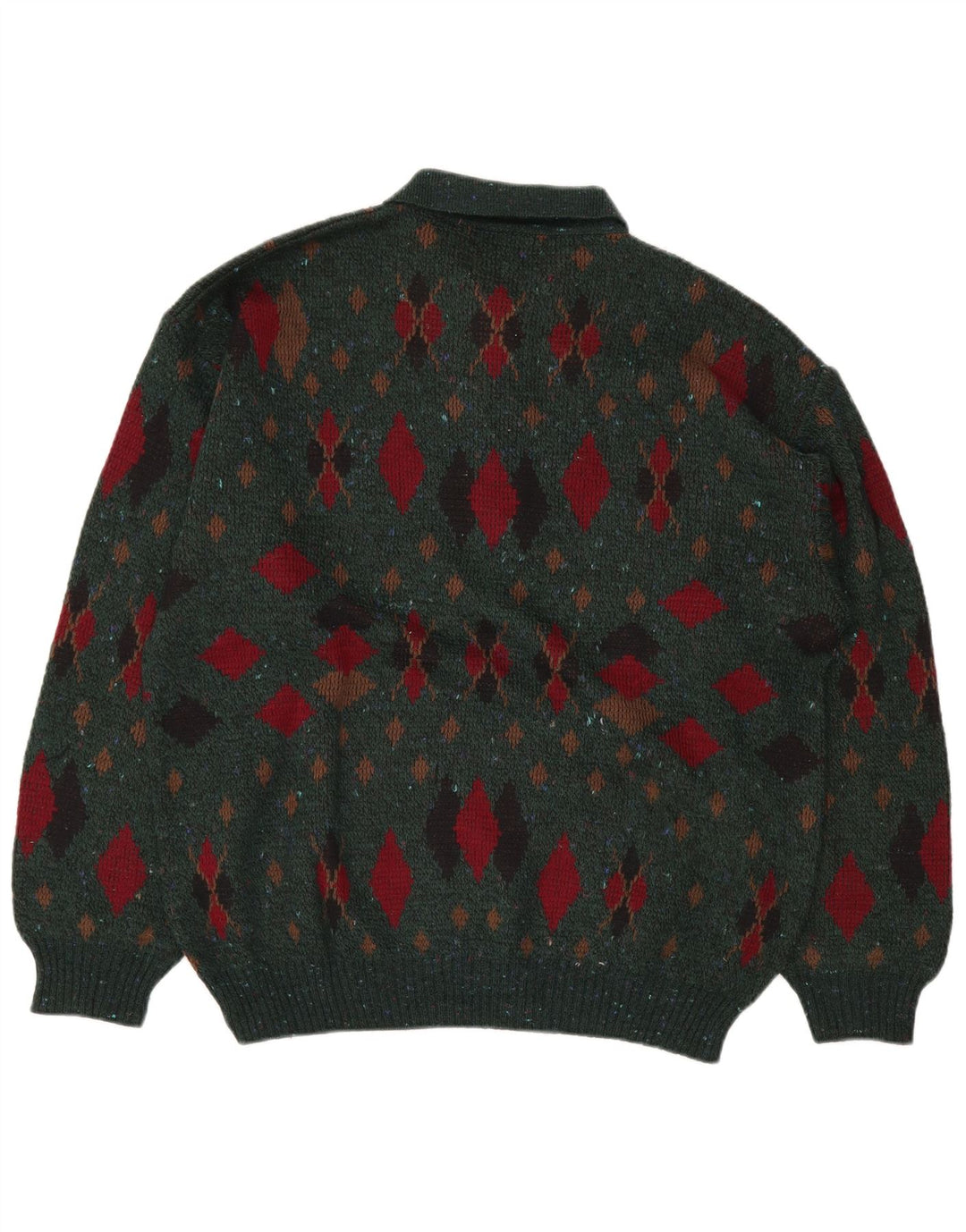 Suéter masculino LINEA com gola polo IT 50 verde médio argyle/diamante