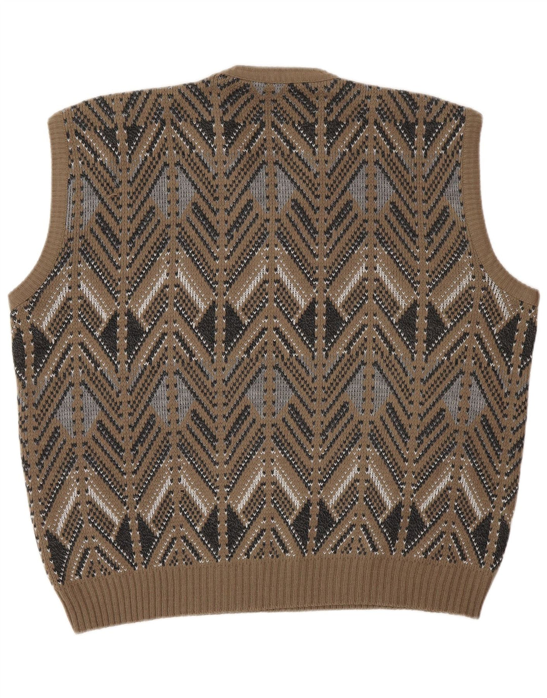 Regata masculina VINTAGE com colete IT 52 grande marrom Fair Isle