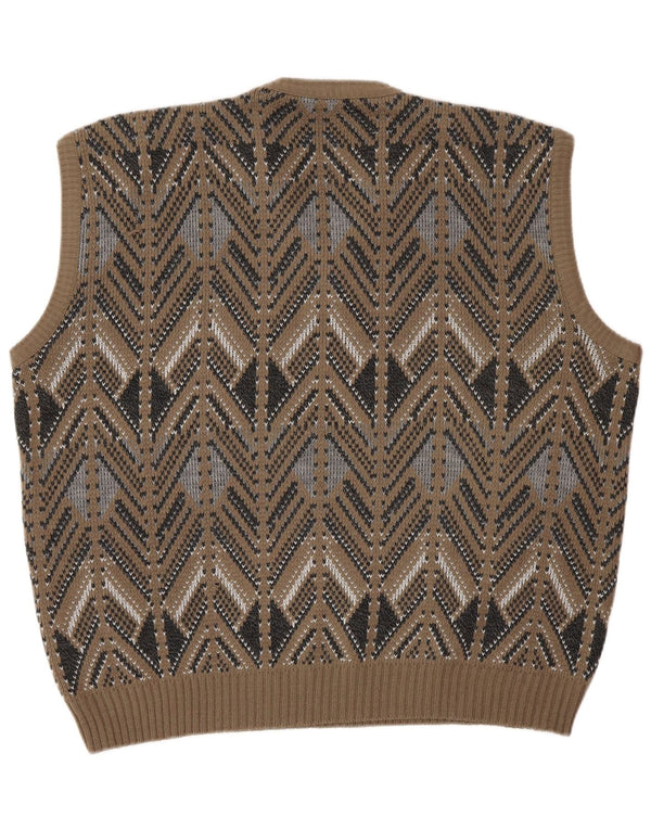 Regata masculina VINTAGE com colete IT 52 grande marrom Fair Isle