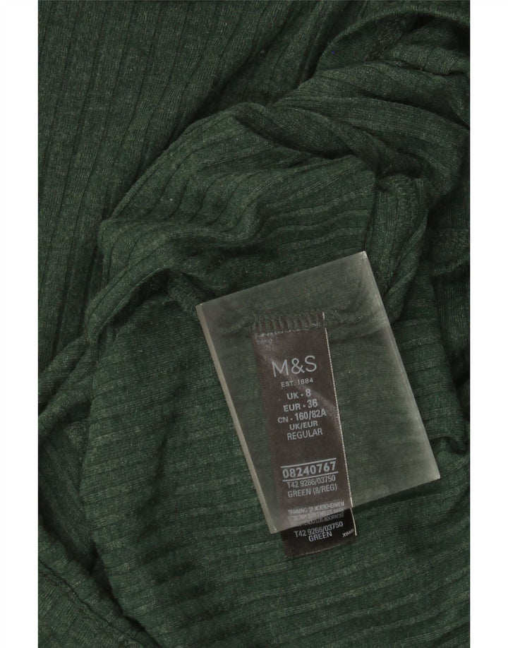 Vestido jumper feminino de manga comprida Marks & Spencer Reino Unido 8 pequeno poliéster verde