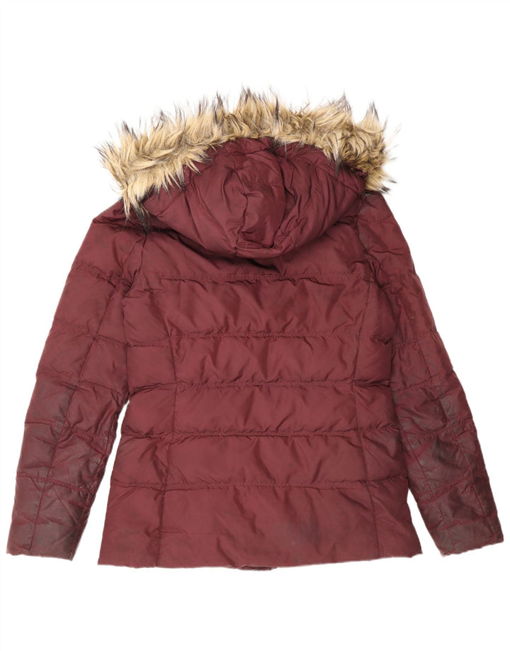 Jaqueta acolchoada com capuz feminina Tommy Hilfiger Reino Unido 10 pequeno poliéster cor de vinho